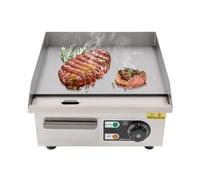 MEELRYD Plancha plancha eléctrica de 2000 W, con 2 zonas de parrilla regulables por separado, salpicaduras de 50-300 °C, protección térmica, bandeja de recogida, patas de goma antideslizantes