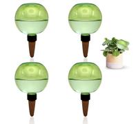 Meenewching 4 bolas de riego automático, dispensador de agua de 500 ml, bolas de riego con almacenamiento de agua transparente, autoriego para plantas de interior, balcón, vacaciones, verde