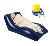 Meenewching Sofá hinchable con superficie flocada, 155 x 86 cm, incluye bomba de aire, sofá hinchable portátil y cómodo para salón, camping, jardín, playa, patio trasero, azul