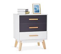 Meerveil Cajonera, Cómoda de 3 Cajones Armario Interior Madera Estilo Nórdico Moderno para Dormitorio Salón y Pasillo, 55 x 66 x 40 cm cm, Blanco y Gris