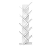 Meerveil Estantería de Madera en Forma de Árbol，Exquisito Estante para CD de 9 Capas，Revistero, Diseño Simple, Ahorro de Espacio, Blanco