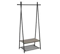 Meerveil Perchero de Pie, Perchero con Zapatero, Perchero Puerta, Perchero Metálico de Pie para Ropa y Zapatos, Estante de Pasillo,Percha clásica Industrial, 62x41x160cm, Gris