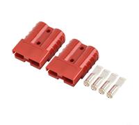MeevrgR Carretilla elevadora 50A 600V para terminal de conector de batería, Terminal de horquilla chapado en cobre para sistemas de alimentación seguros (rojo)