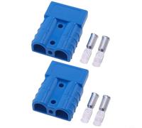 MeevrgR Carretilla elevadora de 50A 600V para terminal de conector de batería, Terminal de horquilla chapado en cobre para sistemas de alimentación seguros (azul)