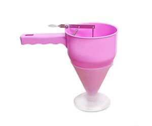 MeevrgR Embudo dispensador de masa de cocina con asa para panqueques y bolas de pulpo, distribuidor de salsa ABS para hornear y cocinar, rosa (B)