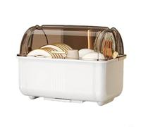 MeevrgR Escurridor de platos con tapa y escurridor extraíble, organizador de almacenamiento de cocina que ahorra espacio para platos, tazas, cuencos, cubiertos, secadora de plástico blanco con