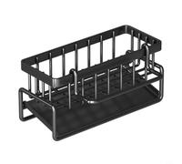MeevrgR Estante de drenaje para fregadero de cocina con soporte de esponja y bandeja de drenaje, organizador de jabón de metal con poste de trapo, solución de almacenamiento resistente a los arañazos