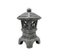 MeevrgR Estatua de pagoda alimentada por energía solar, farol de jardín de poliresina para decoración zen de polirresina para césped, patio, camino, decoración de torre de piedra china (D)