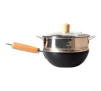 MeevrgR Para mini wok de 20 cm de acero al carbono resistente para una sola porción - Sartén tradicional de fondo redondo para estufa eléctrica de gas, recipiente de cocina asiático seguro (C-20 cm)