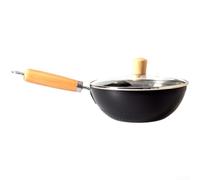 MeevrgR Para mini wok de 20 cm de acero al carbono resistente para una sola porción - Sartén tradicional de fondo redondo para estufa eléctrica de gas, recipiente de cocina asiático seguro (B-28 cm)