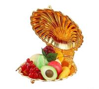 MeevrgR Placa de concha con cubierta, bandeja decorativa de metal para mesa de comedor, soporte de aperitivos con borde tallado retro, organizador de almacenamiento de cocina, 20 x 24 cm (plateado)