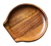 MeevrgR Reposacucharas de madera con bandeja para derrames, sostiene cucharas y espátulas, mantiene las encimeras de cocina limpias durante la cocción (redondo)