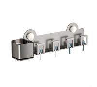 MeevrgR Soporte para cepillo de dientes montado en la pared y organizador de secador de pelo, estante de almacenamiento de baño de acero al carbono para cepillos, maquinillas de afeitar, pasta de