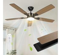 Mefine 2 Colores Aspas Reversibles Ventilador de Techo con Luz Silencioso, 132cm Regulable Lampara Ventilador Techo Grande con Mando y Motor DC Reversible para Salon Dormitorio Exterior Terraza