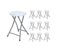 Megapack 10 taburetes plegables de resina y acero 31x45cm blancos 7house