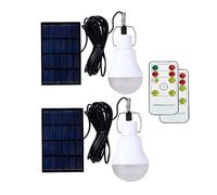 Meichoon bombilla de luz solar 2pcs control remoto portátil LED bombilla de luz al aire libre tienda de campaña de luz gallinero camping senderismo noche pesca de emergencia MY13