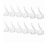 MEIJO Perchero de Pared Colgador Ropa Pared Ganchos de Perchero Perchas de Acero Inoxidable Montaje en Pared con 6 Ganchos para Dormitorio Baño y Cocina (Blanc, 6 gancho 2pcs)