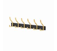 MEIJO Perchero de Pared Colgador Ropa Pared Ganchos de Perchero Perchas de Acero Inoxidable Montaje en Pared con 4 Ganchos para Dormitorio Baño y Cocina(Negro & Dorado, 6 gancho)