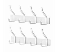 MEIJO Perchero de Pared Colgador Ropa Pared Ganchos de Perchero Perchas de Acero Inoxidable Montaje en Pared con 6 Ganchos para Dormitorio Baño y Cocina (Blanc, 4 gancho 2pcs)