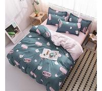 Meiju Juego de Ropa de Cama 3 Piezas, Nórdico Animal Impresión Funda de Edredón y 2 Funda de Almohada Microfibra Poliéster Respirable Cremallera Diseño (Lindo Gato,180x220cm)