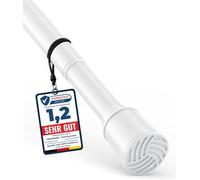 MEISENBERG Barra de cortina de sujeción, 120-170 cm, blanco, Ø 32 mm, varilla para cortina de ducha sin perforación, barra para cortinas, baños y balcones