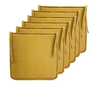 Meishida Cojín Silla Elegante y Cómodo, Cojín Asiento Transpirable de con Funda Imitación Lino para Comedor, Pack de 6 Unidades, 40 x 40 x 2 cm (Mostaza)