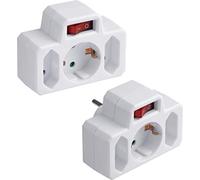 Meister 7421230 - Juego de 2 enchufes con Enchufe Europeo y Schuko, Interruptor Iluminado, IP20, para Interiores, Uso económico, Enchufe Europeo