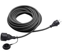 Meister Cable alargador de Goma, 10 m, para Exterior (IP44), Conector Schuko, Color Negro