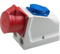 Meister Enchufe Combinado CEE - Montaje en Superficie - 5 Pines - Rojo - 400 V - 16 A - Sección Transversal máxima del Cable 2,5 mm² (núcleos Flexibles) & 4,0 mm² (núcleos rígidos) - IP44 Exterior /