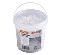 Meister Espaciadores de azulejos de 1,0 mm, práctico juego de 700 piezas, reutilizable con anillo, hecho de polipropileno resistente, color blanco, accesorios para azulejos, ayuda para colocación de