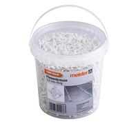 Meister Espaciadores de azulejos de 3,0 mm - Práctico juego de 1200 - reutilizable con anillo - de polipropileno resistente - Color blanco - Accesorios para azulejos/ayuda para colocación de