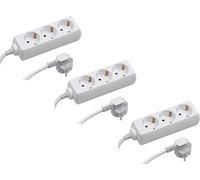 Meister Regleta de 3 enchufes - Juego de 3 - Cable de 5 m - Blanco - IP20 Interior/Regleta/Regleta/Enchufe múltiple/Enchufe de Mesa/Tido 3 enchufes / 7430470