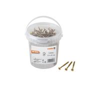 Meister Tornillos universales 5,0 x 60 mm - Juego de 240 unidades - Cabeza avellanada - PZ Pozidriv - Rosca parcial - Amarillo galvanizado/Juego de tornillos/Cubo / 904070