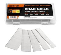 meite Clavos brad calibre 18 de acero inoxidable 304, surtido de 19 mm, 25 mm, 32 mm, 38 mm y 50 mm, 400 unidades por tamaño, paquete de 2000, para clavadora neumática y eléctrica
