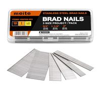 meite Clavos brad calibre 18 de acero inoxidable 304, surtido de 19 mm, 32 mm y 50 mm, 1000 unidades por tamaño, paquete de 3000, para clavadora neumática y eléctrica