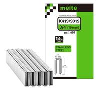 meite Grapas de corona estrecha calibre 18 tipo 90/19 mm para grapadora, grapas de acero inoxidable para tapicería, muebles, cajas de madera, manualidades y bricolaje, 1600 unidades