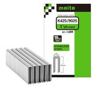 meite Grapas de corona estrecha calibre 18 tipo 90/25 mm para grapadora, grapas de acero inoxidable para tapicería, muebles, cajas de madera, manualidades y bricolaje, 1600 unidades