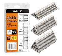 meite Grapas Tipo 140, Tipo T50, de Acero Inoxidable, Surtido de 3 Tamaños 6 mm, 10 mm y 12 mm, Calibre 20, Corona de 10 mm, para Grapadora Tipo 140, Tapicería, Construcción y Muebles, 2.520 Unidades
