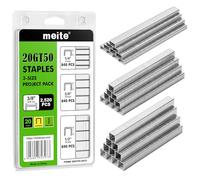 meite Grapas Tipo 140, Tipo T50, Galvanizadas, Surtido de 3 Tamaños 6 mm, 10 mm y 12 mm, Calibre 20, Corona de 10 mm, para Grapadora Tipo 140, Tapicería, Construcción y Muebles, 2.520 Unidades