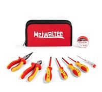 Meiwaltee 8 Piezas VDE Juego de Destornilladores Aislados, Conjunto Profesional de Herramientas Eléctricas de 1000V con Puntas Magnéticas Phillips y Ranuradas, Alicates Aislados y Alicates Diagonales