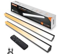 MEKKLEON Lámpara LED para debajo de los muebles de cocina, con mando a distancia, recargable, iluminación de vitrina, iluminación LED inalámbrica para armario (negro, 30 cm)