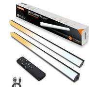 MEKKLEON Lámpara LED para debajo de los muebles de cocina, con mando a distancia, recargable, iluminación de vitrina, iluminación LED inalámbrica para armario (negro, 40 cm)