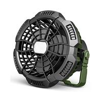 Melchioni Family | Ventilador de Camping Portátil Recargable, Batería 5200 mah, Luz LED, 3 Brillos, 3 Velocidades, 10 cm de Diámetro, Gancho para colgar y Mando a Distancia, Rotación 180