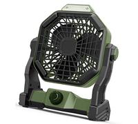 Melchioni Family | Ventilador Portátil para Camping Recargable con Luz, Batería Incorporada de 5200 mAh Recargable Cable USB, 3 Niveles de Iluminación LED, ⌀12 cm, 3 Velocidades, Rotación de 180°