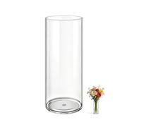 MELEJIA Jarrón de Acrílico, Jarrones Transparente Redondo - 12cm de Diámetro x 40cm de Altura, Vaso Decorativo Ligero y Resistente, Jarrón de Plástico Irrompible para Flores y Decoración del Hogar
