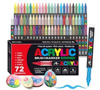 Melifluo 72 Rotuladores Acrílicos Punta Pincel - Marcadores Permanentes para Piedras, Tela, Vidrio, Madera, Cerámica, Lienzo y Papel - Pintura Acrílica de Secado Rápido para Lettering y Manualidades