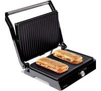 Mellerware - Parrilla Eléctrica Hotty!2200W Revestimiento Antiadherente. Regulador Temperatura LED. Obertura 180º. Placas Adaptables. Gran superfície 29×46cm. Grill Acero Inoxidable.Libre PFOA