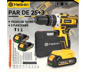 MELLWIN-taladro de impacto eléctrico de torsión 25 + 3, destornillador eléctrico inalámbrico multiusos, herramienta eléctrica DIY para Pin de batería Makita de 18V 2XBattery Set