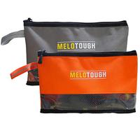 Melo - Bolsa de herramientas pequeña resistente con cremallera, organizador de almacenamiento duradero, 2 paquetes (gris + naranja)