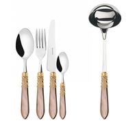MELODIA, juego de cubiertos dorado, set de 49 piezas, caja de madera de wengé, marca Bugatti